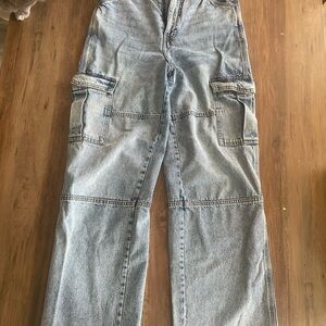 H&M Light Blue High-Rise Cargo Jeans